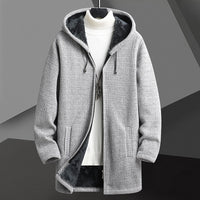 Cozy Winter Men's Fleece-Lined Hooded Zip Cardigan - Warm & Stylish Layering Sweater