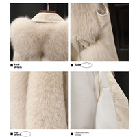 Women’s Faux Fur Vest – Sleeveless Winter Layering Coat in Milk Tea & Camel