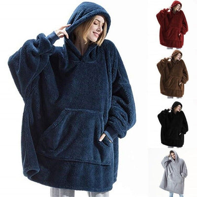 Ultra-Cozy Oversized Fleece Hoodie Blanket with Big Pocket – Warm Wearable Sweatshirt for Women