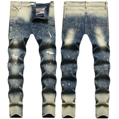 Men's Elastic Straight Leg Jeans – Mid-Waist Retro Fit