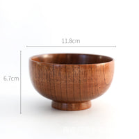 Handcrafted Jujube Wooden Rice & Soup Bowl - Eco-Friendly, Kid-Safe Japanese Style Dining Set (3 Sizes)