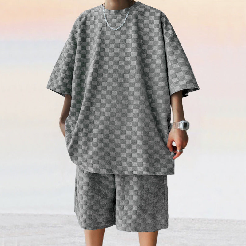 Jacquard Plaid Loose Straight Casual Shorts Suit What Else You Got?