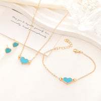 Elegant 4-Piece Love Heart Jewelry Set - Necklace, Bracelet, Ring & Earrings | Christian Gift Idea