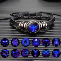 12 Zodiac Constellation Bracelet – Glowing Braided Jewelry for All Signs | Unisex Astrology Gift