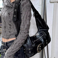 Large PU Leather Underarm Tote Bag – Vintage Shoulder Handbag for Everyday Use