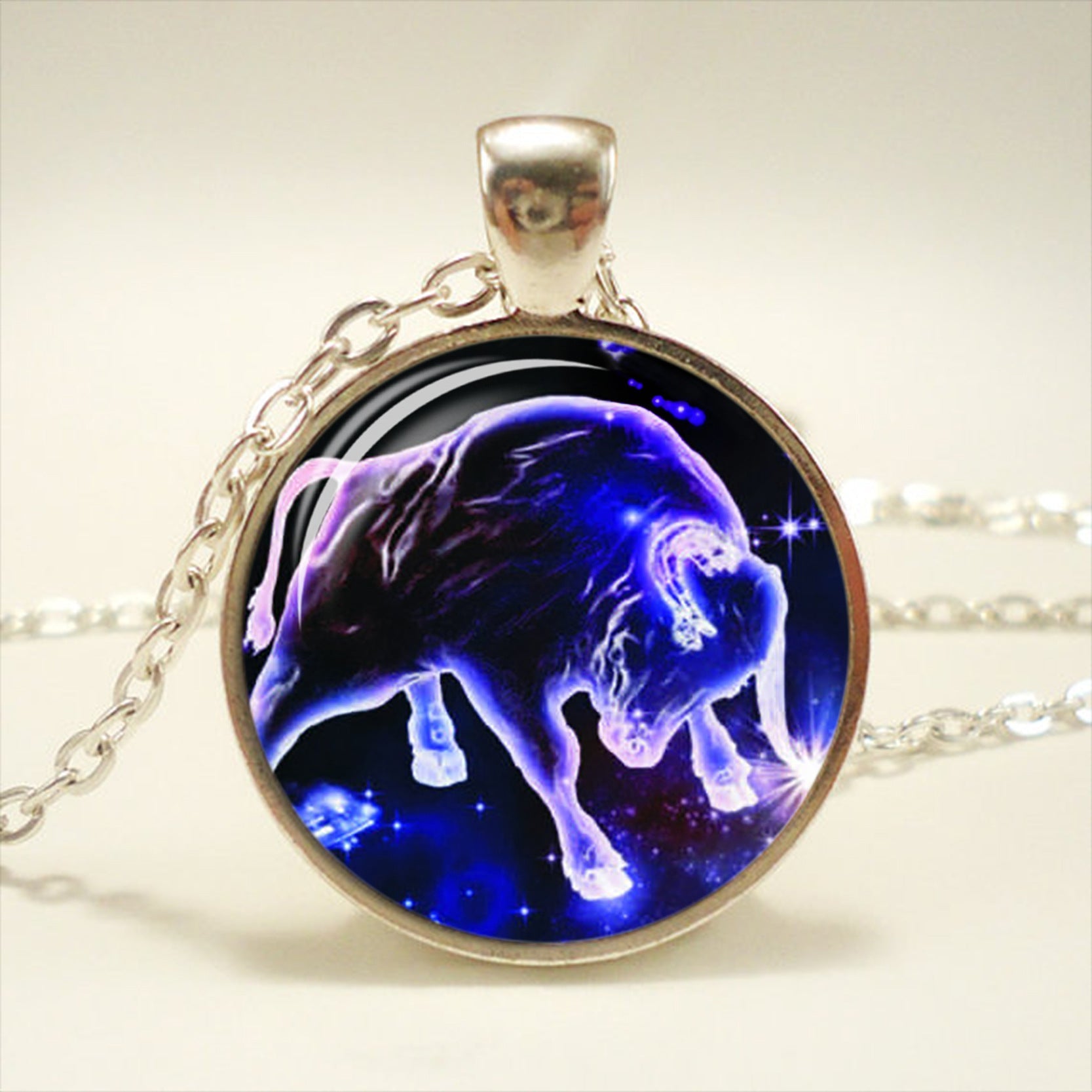 Zodiac Time Gemstone Glass Pendant Necklace What Else You Got?