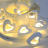 Romantic Love Heart String Lights - Valentine's Day & Wedding Decor - DIY Wood Garland Fairy Lights - Perfect for Love Celebrations
