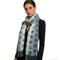 2pcs Understated Elegance Subtle Pattern Scarf - Grey Printed Scarf