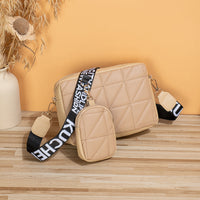 Embroidered Crossbody Bag Set – PU Leather Shoulder Bag with Mini Pouch