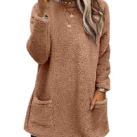 Women’s Fleece Pullover Hoodie – Plush Warm Polyester Top with Pockets S–3XL