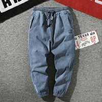 Men’s Modern Streetwear Denim Pants – Wide-Leg Relaxed Fit Cropped Jeans
