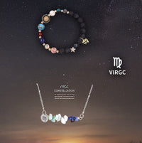 Natural Stone Zodiac Necklace & Bracelet Set – All 12 Signs | Spiritual Jewelry Gift