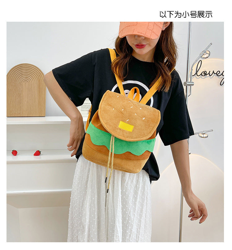 Cute Hamburger Plush Backpack Soft Cartoon Burger Plush Coin Purse Girls Kindergarten School Bookbag Children Kids Pack What Else You Got?