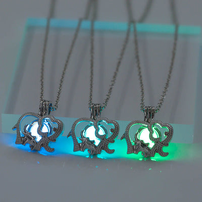 Glow-in-the-Dark Elephant Necklace – Luminous Zinc Alloy Pendant Jewelry
