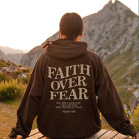 Faith Over Fear Christian Hoodie – Trendy Bible Verse Unisex Aesthetic Sweatshirt