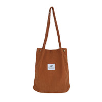 Corduroy Bucket Bag with Laptop Sleeve – Artistic Streetwear Shoulder Tote