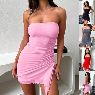 Y2K Tube Top Summer Dress - Modest & Stylish Backless Mini Dress for Women