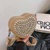 Heart-Shaped PU Crossbody Bag – Rivet-Detail Women’s Shoulder Bag