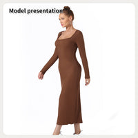 Elegant Women's Modest Solid Color Dress - Versatile & Affordable Fashion