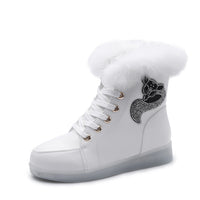 LED Light Up Fur Snow Boots - USB Charging Warm Winter Walking Shoes