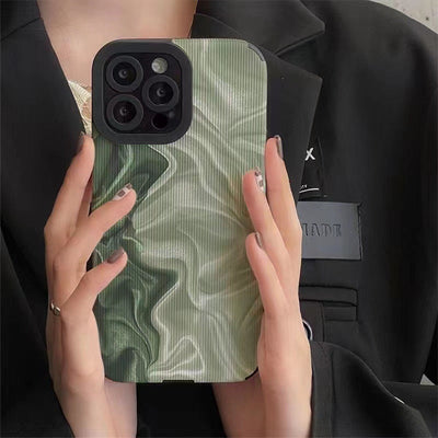 Wavy Texture Protective Phone Case – Imitation Leather Cover for Compatible iPhone Models