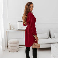 Elegant Lapel Long-Sleeve Belt Dress - Stylish Button-Down Christian Women's Fashion