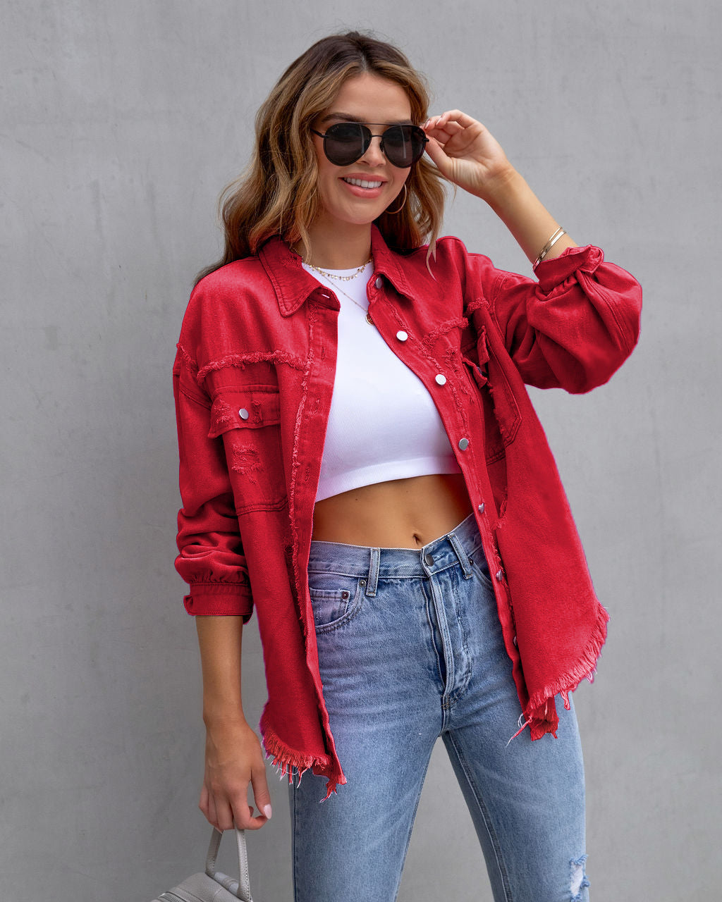 Fashion Ripped Shirt Jacket Female Autumn And Spring Casual Tops Womens Clothing What Else You Got?