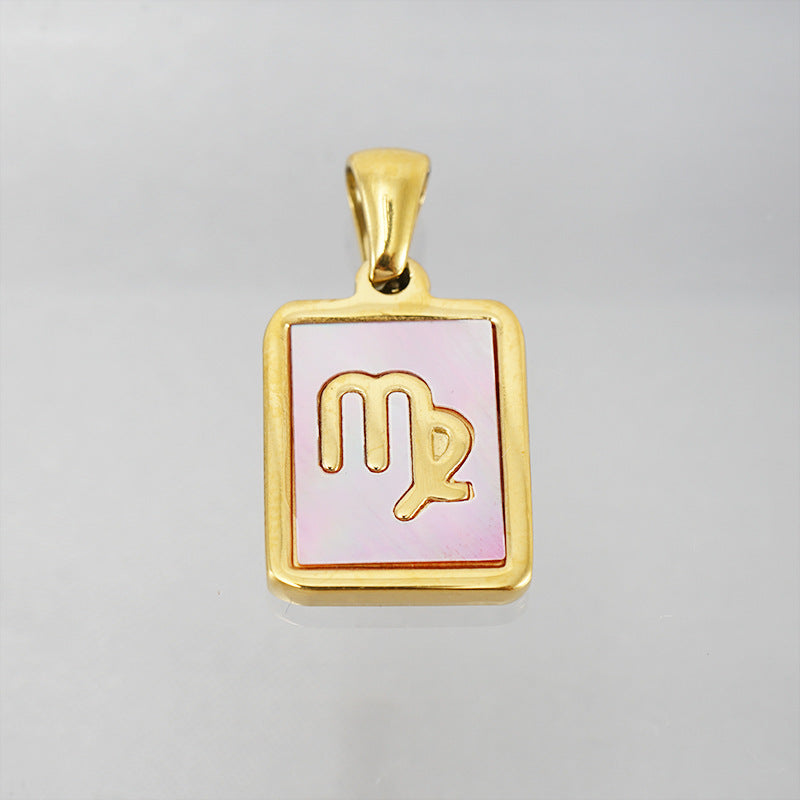 Stainless Steel Square Shell Zodiac Necklace What Else You Got?