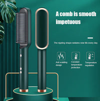2-in-1 Hair Straightener Brush – Electric Hot Comb with Adjustable Heat for Straightening & Curling