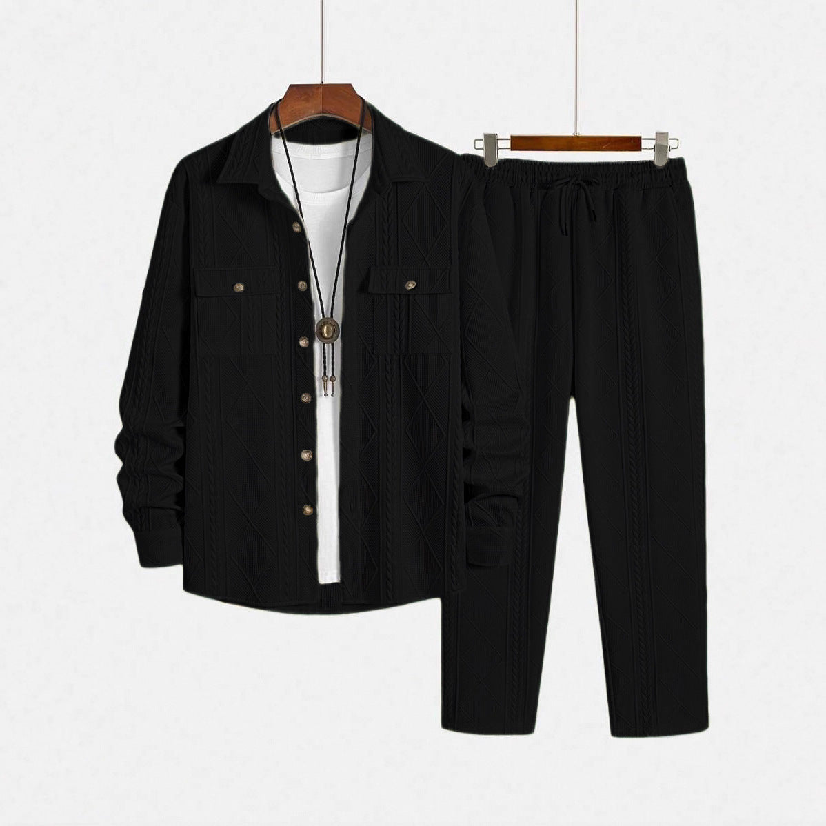 Men's Solid-Colored Casual Simple Loose Set With Lapel What Else You Got?