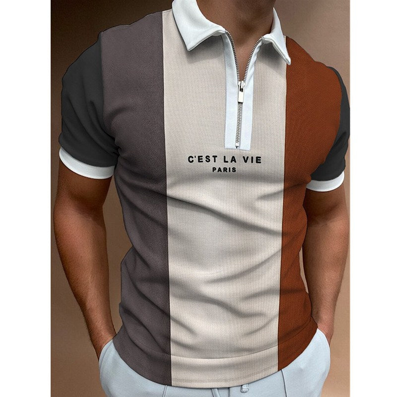 Men's POLO Shirt Striped Printed Short Sleeve T-Shirt Lapel Shirt What Else You Got?