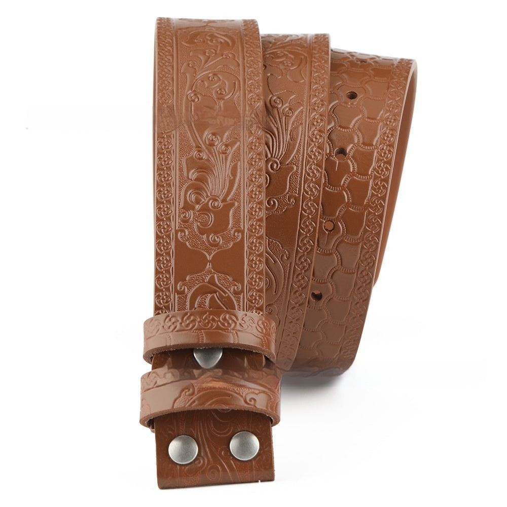 Embossed Belt Without Buckle Smooth Leather Belt What Else You Got?