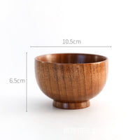 Handcrafted Jujube Wooden Rice & Soup Bowl - Eco-Friendly, Kid-Safe Japanese Style Dining Set (3 Sizes)