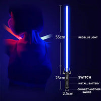2pcs Retractable Double Lightsaber Toy Set - Red & Blue Glowing Cosplay Sword for Kids - Interactive Battle Weapon Gift
