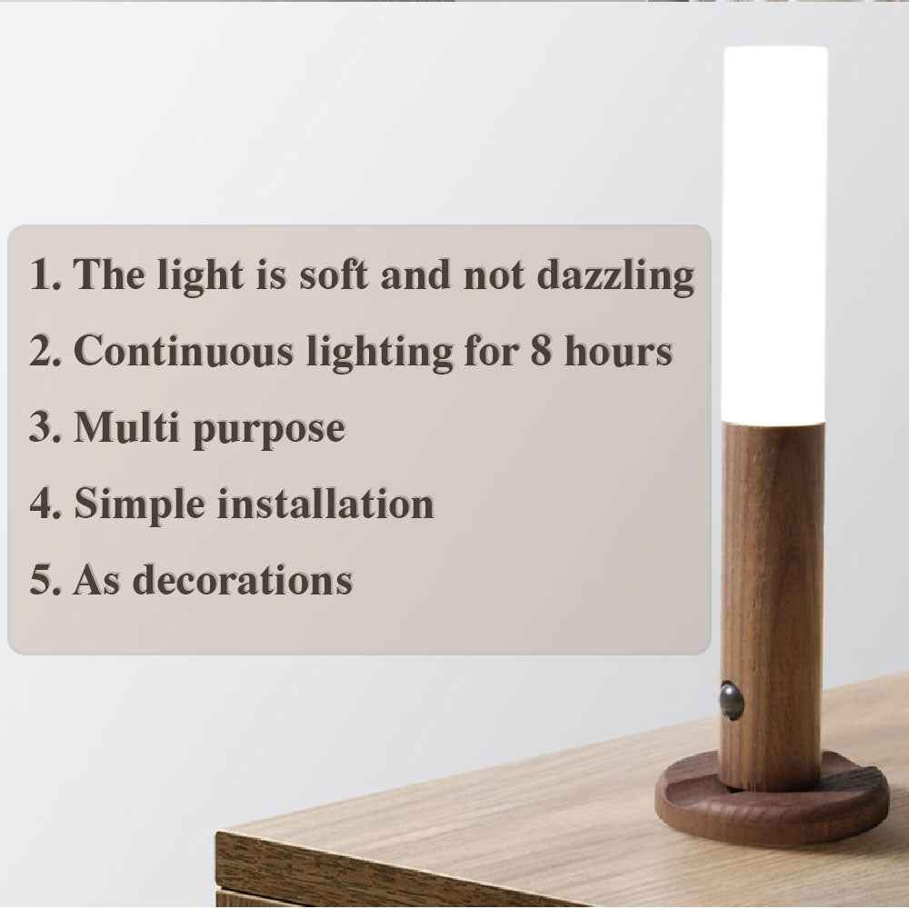 LumiGlow™ Magnetic Motion Sensor Night Light – USB Rechargeable Wooden LED Wall Lamp