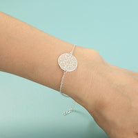 Glow-in-the-Dark Heart Bracelet - Silver Round with Textured Design