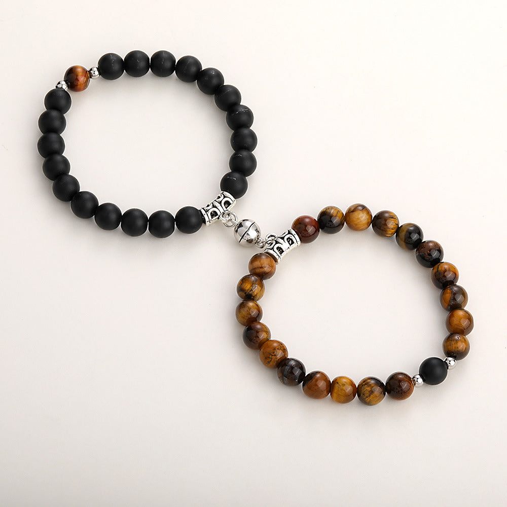 Magnetic Couple Bracelets Set – Natural Stone Heart Magnet Distance Bracelets for Couples What Else You Got?