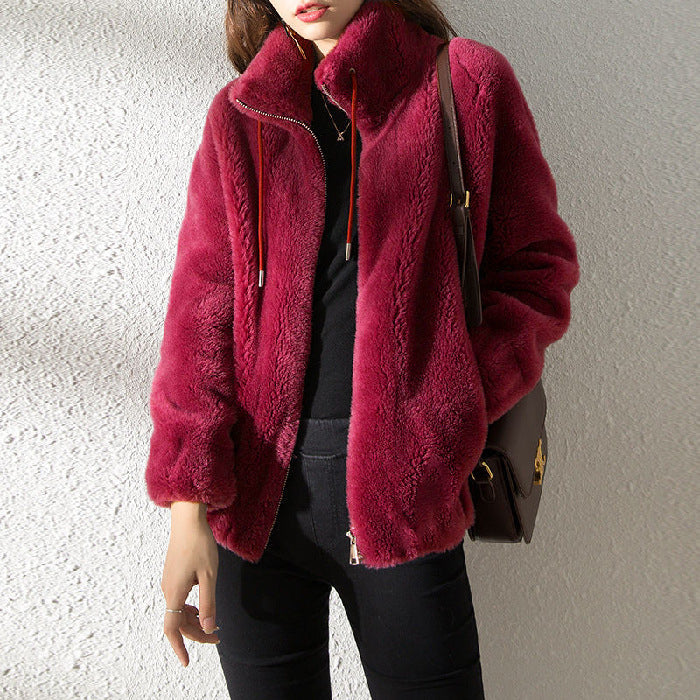 Double Faced Fleece Warm High Neck Sweater Women Cardigan What Else You Got?