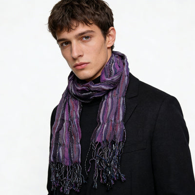 Royal Purple Jacquard Pattern Scarf – Regal Textured Scarf for Evening & Office Wear