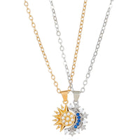 Sun & Moon Magnetic Couple Necklace Set - Unity & Love Symbol Pendant Gifts for Her & Him