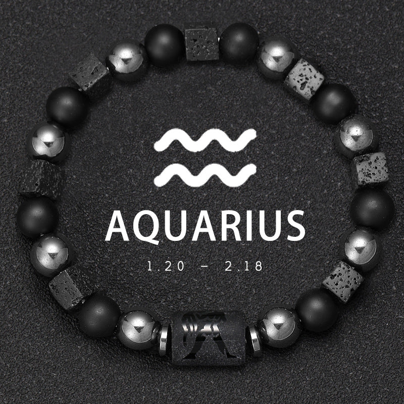 Twelve Zodiac Bracelet Couples Volcanic Stone Handmade Beaded Bracelet Accessory What Else You Got?