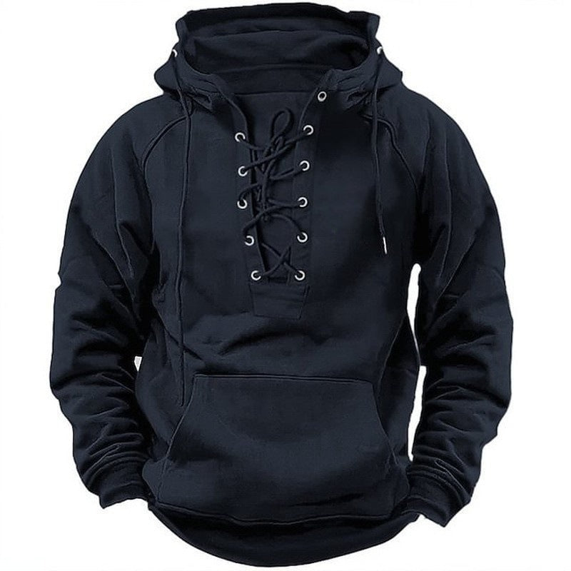 Ins Lace-up Hoodie Casual Sports Pocket Sweatshirt Men's Long-sleeved Top Clothing What Else You Got?