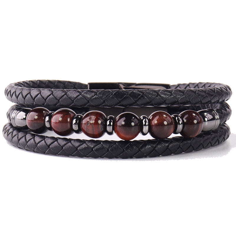 Men's Tigereye Bead Stainless Steel Magnetic Snap Bracelet What Else You Got?