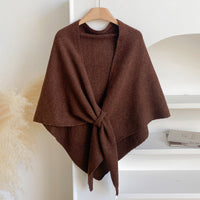 Women’s Winter Triangular Knit Shawl – Warm Solid-Color Neck Wrap 185 × 76 cm