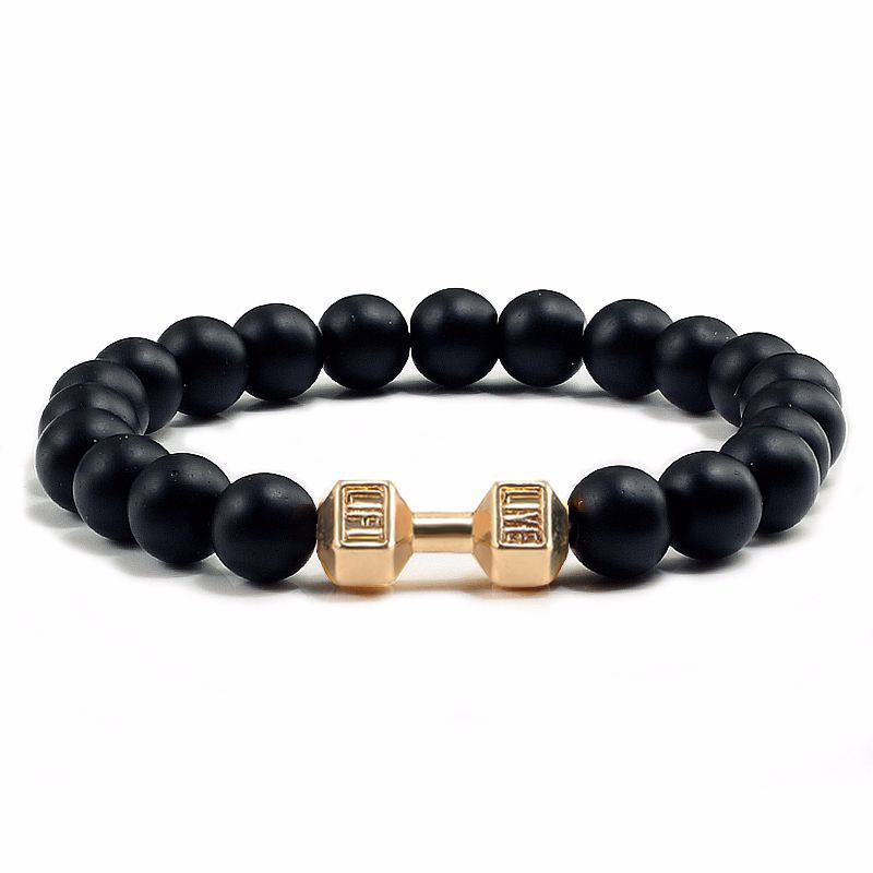 Natural Volcanic Stone Dumbbell Bracelet — Matte Lava Beads for Everyday Style What Else You Got?