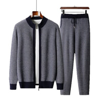 Men’s Premium Wool Winter Set – Extra-Thick Zip Cardigan & Pants Combo for Cold Weather