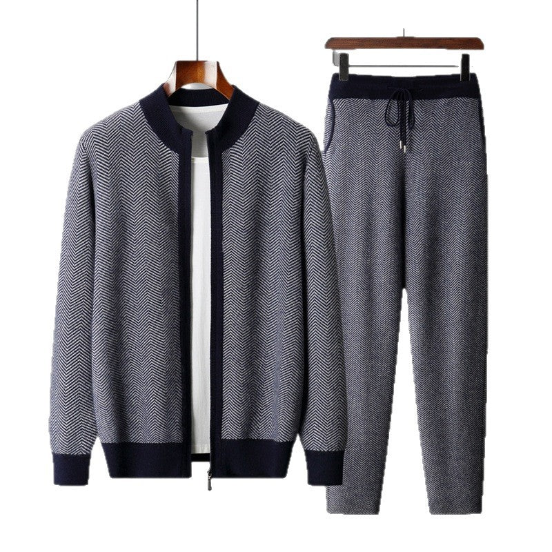 Men’s Winter Wool Half‑Neck Zip Cardigan & Pants Set – Extra‑Thick Warm Casual Outfit What Else You Got?