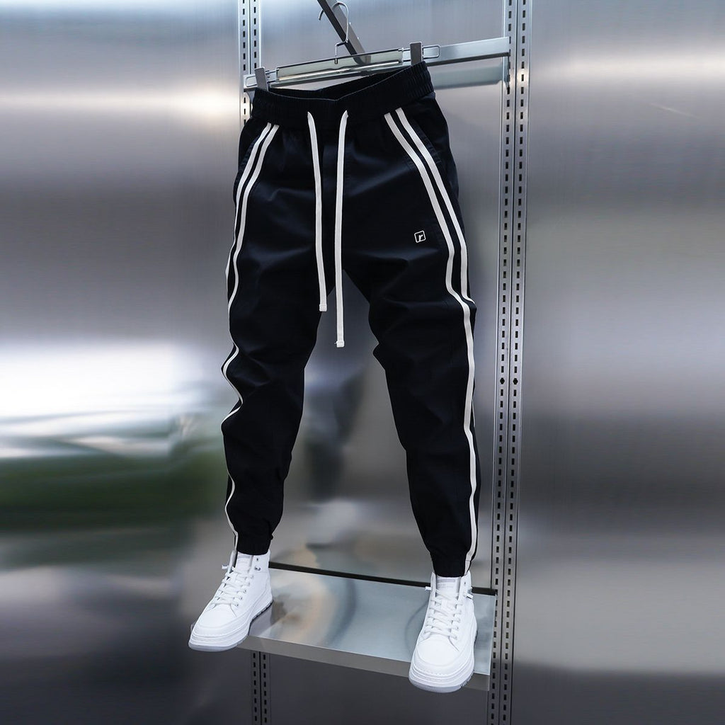 Mens Solid-Color Striped Loose Casual Pants What Else You Got?