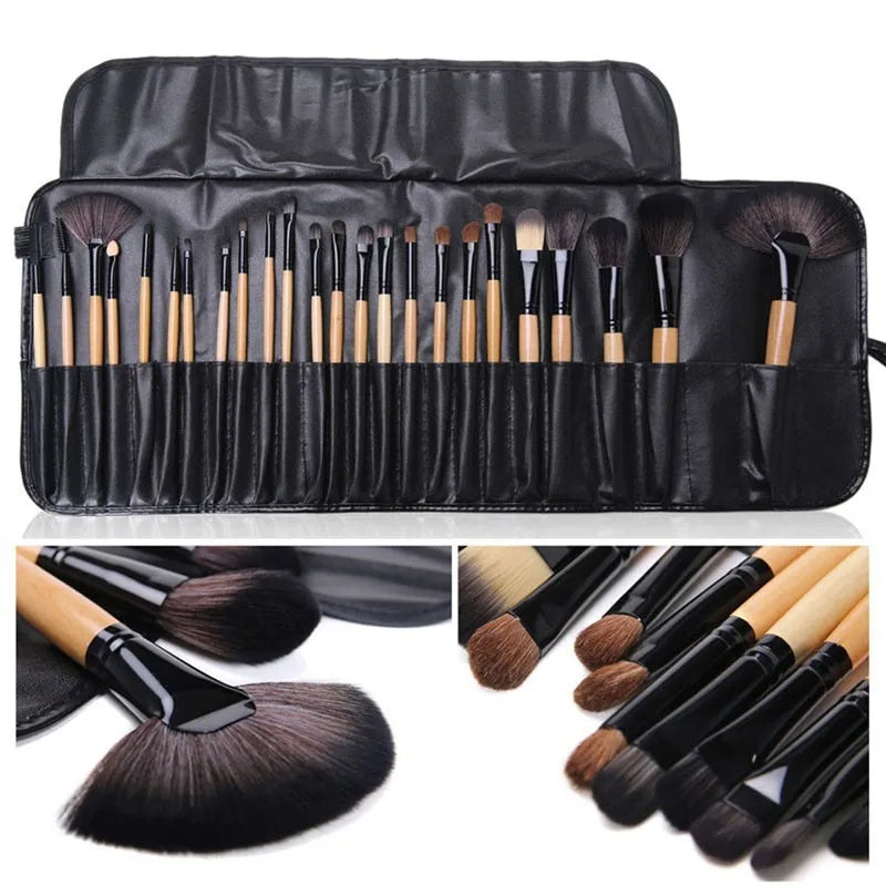 24-Piece Professional Makeup Brush Set with Gift Bag – Complete Cosmetic Kit for Beauty Beginners & Pros