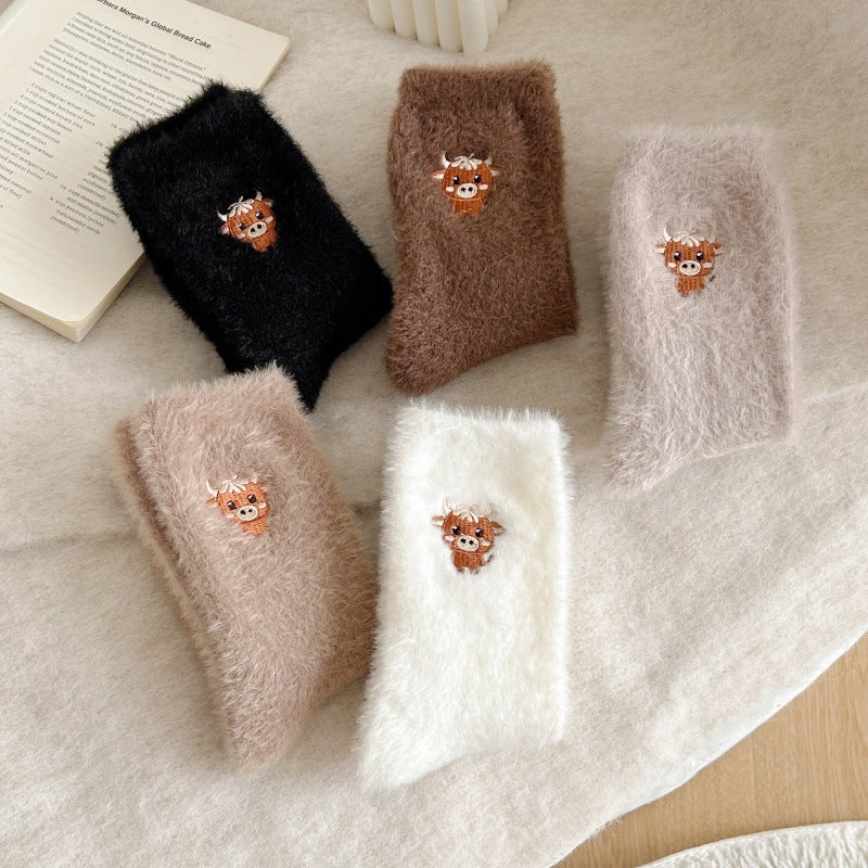 Cozy Fleece-Lined Women's Socks - Warm, Thick & Perfect for Autumn & Winter - One Size Fits Most